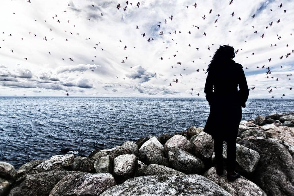Reframing Guilt From Divorce: Turn Divorce Shame into Growth 3 woman standing on the rocks watching sea sunset dramatic viewwoman on the edge woman silhouette