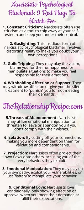 Narcissistic Psychological Blackmail: 9 Red Flags To Watch For 9 Narcissistic Psychological Blackmail: 9 Red Flags To Watch For Infographic