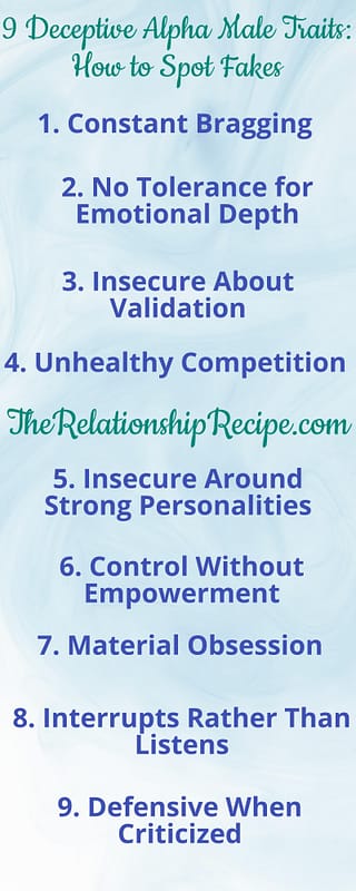 9 Fake Alpha Male Traits: Eye-Opening Ways to Spot a Phony 13 9 Deceptive Alpha Male Traits: How to Spot Fakes Infographic