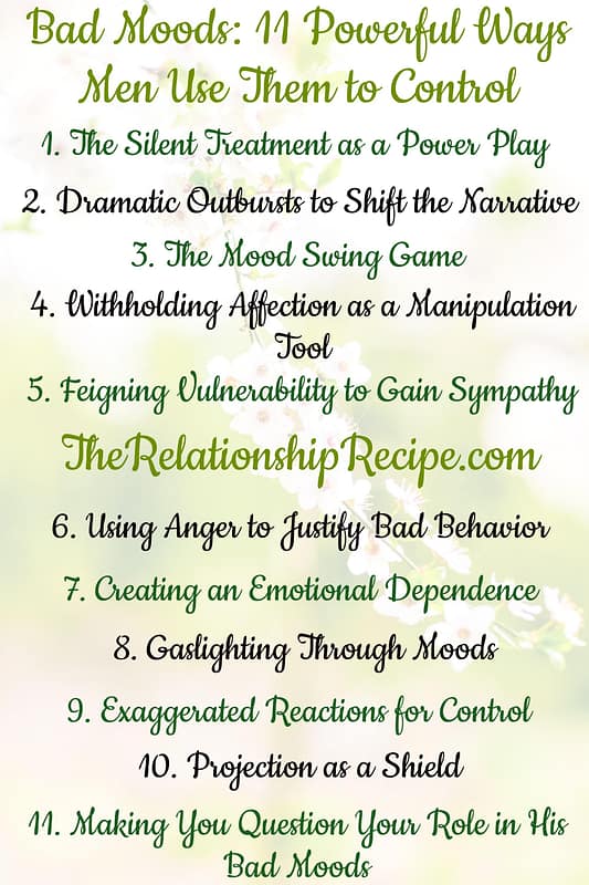 11 Powerful Ways Men Use Bad Moods to Control 15 Ways men use bad moods for control in relationships infographic