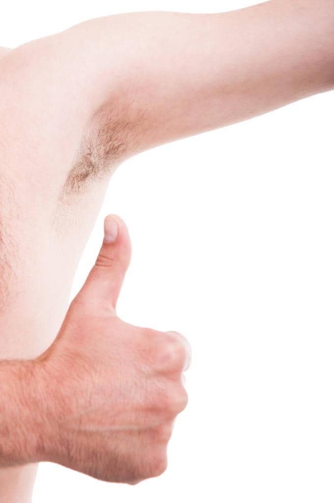 How to Discuss Your Husband's Hygiene Without a Fight 8 clean underarm or armpit concept with like gesture
