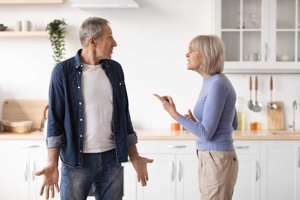 9 Outrageous Lies Men Believe to Justify Infidelity 6 elderly couple arguing at kitchen wife yelling at husband