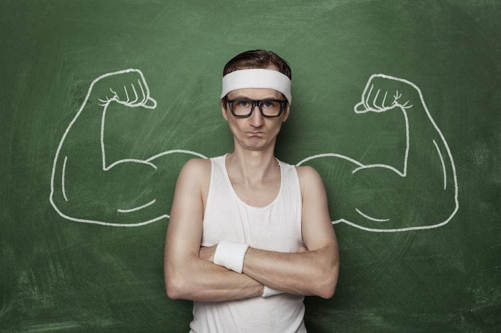 9 Reasons the Incel Movement Traps Lonely Misfits 11 funny nerd flexing fake muscles 1
