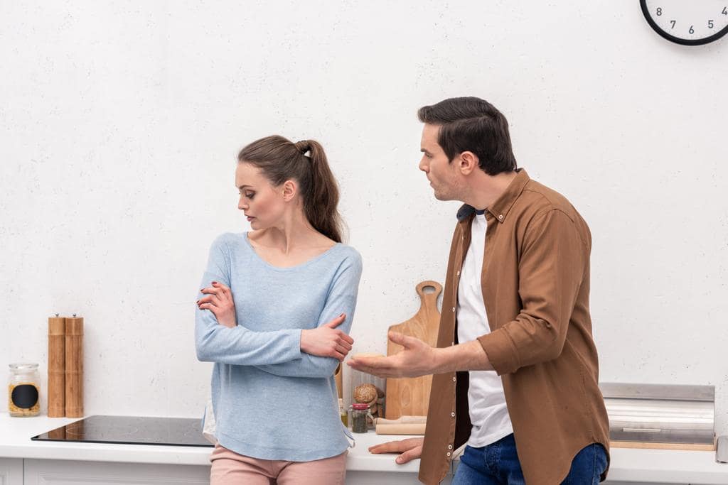 Can Opposing Political Views Destroy a Relationship? 6 mad adult man looking wife while she ignoring him argument