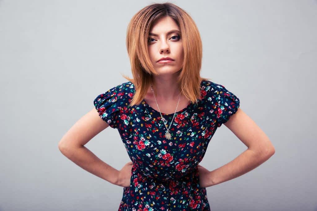 Angry woman looking at camera