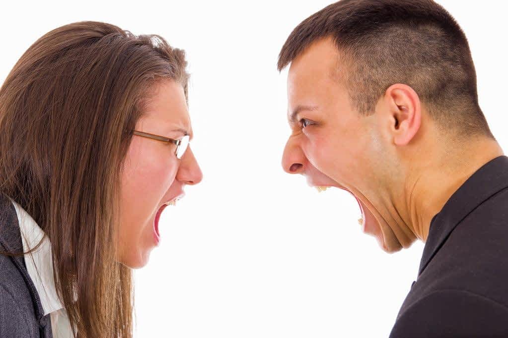 young couple fighting and yelling on each other