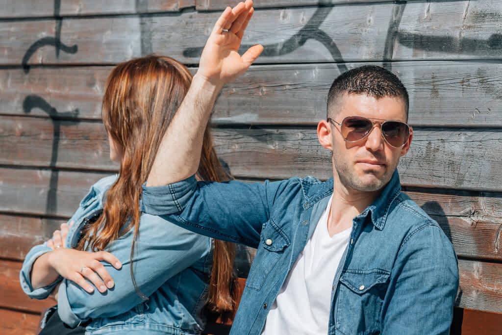 stock photo angry couple arguing street