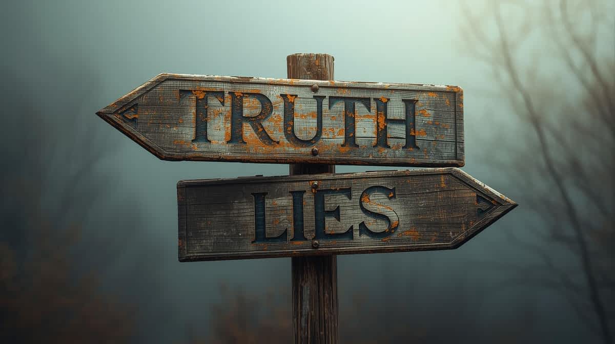 old truth and lies sign