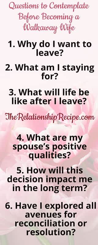 Questions to Contemplate Before Becoming a Walkaway Wife Infographic