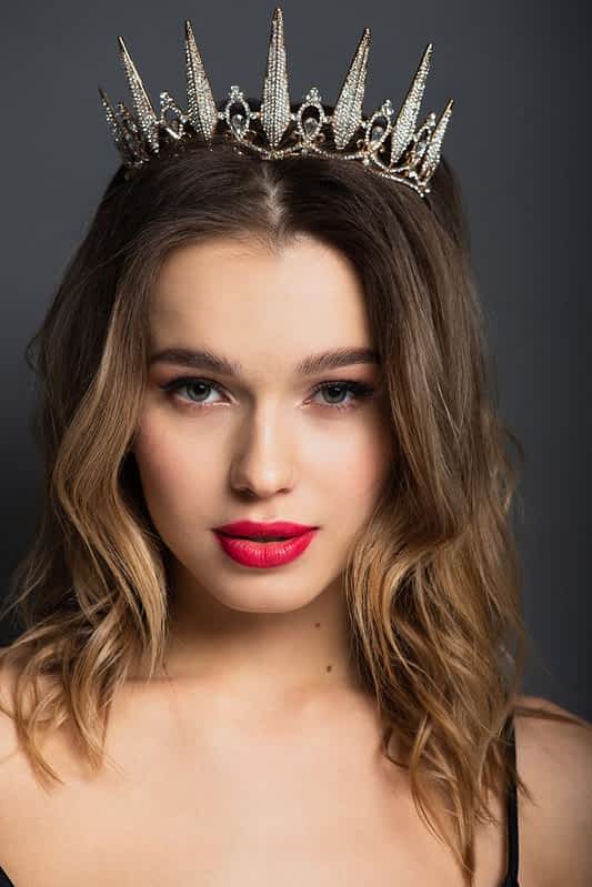 princess pretty young woman tiara diamonds grey