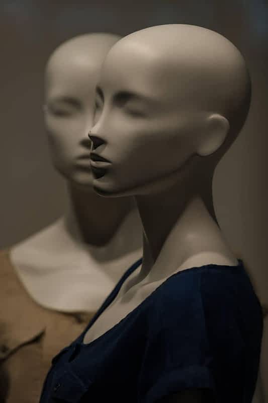 fashion mannequin dressed in fashionable cloth on shop display