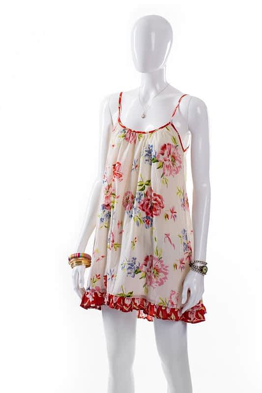 female mannequin wearing floral sarafan