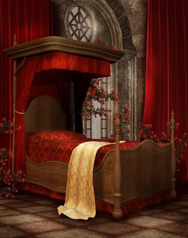 vintage bedroom with roses