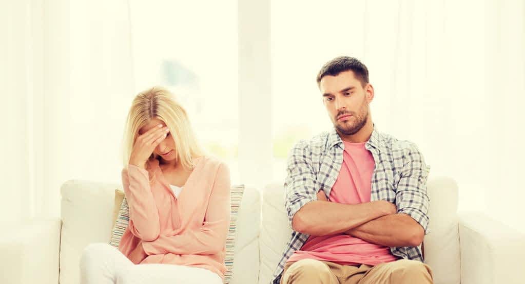 stock photo unhappy couple having argument at home