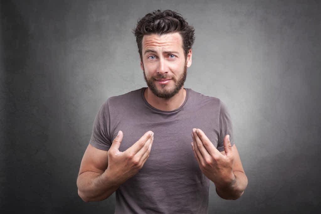 stock photo surprised adult asking you mean me