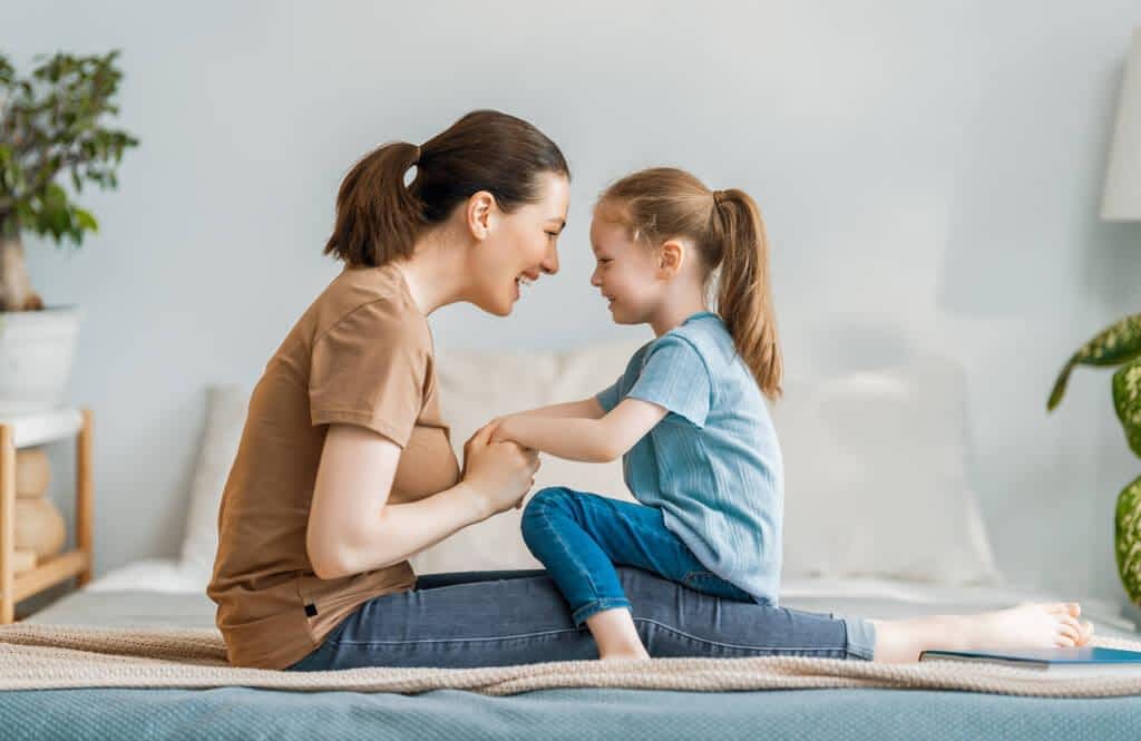 baby girl her mother enjoy sunny morning good time