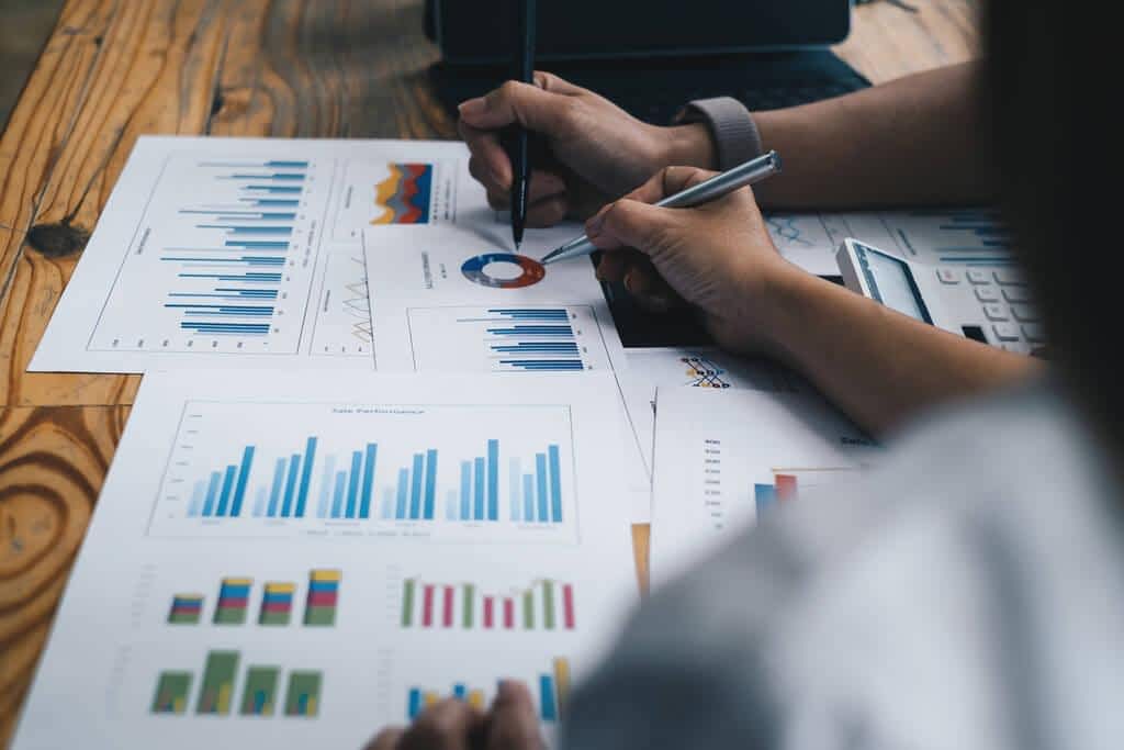 businesswoman and accountant checking data