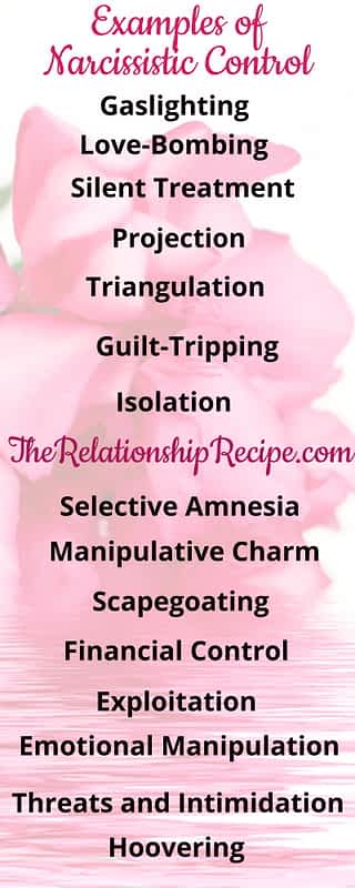 Examples of Narcissistic Control Infographic