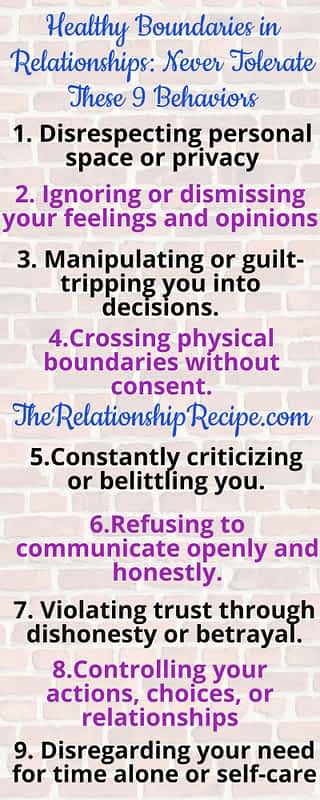 Healthy Boundaries in Relationships: Never Tolerate These 9 Behaviors 5 InfoGraphic for Healthy Boundaries in Relationships: Never Tolerate These 9 Behaviors