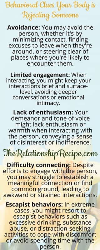 3 Secret Clues Your Body Is Rejecting Someone 11 Behavioral Clues Your Body is Rejecting Someone Infographic
